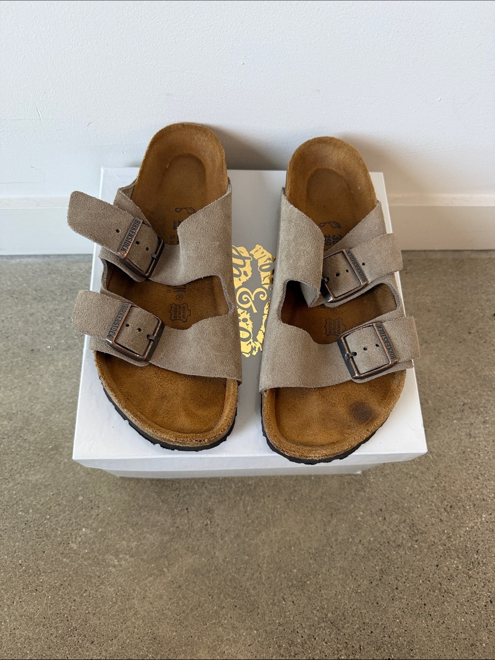Birkenstock Beige Suede Arizona Double Strap Sandals